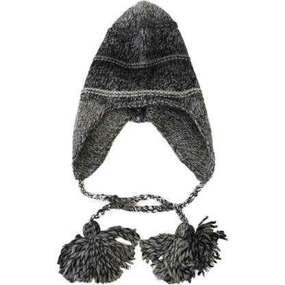 Dolce & Gabbana Gray Warm Fleece Ear Flaps Knit Beanie Hat