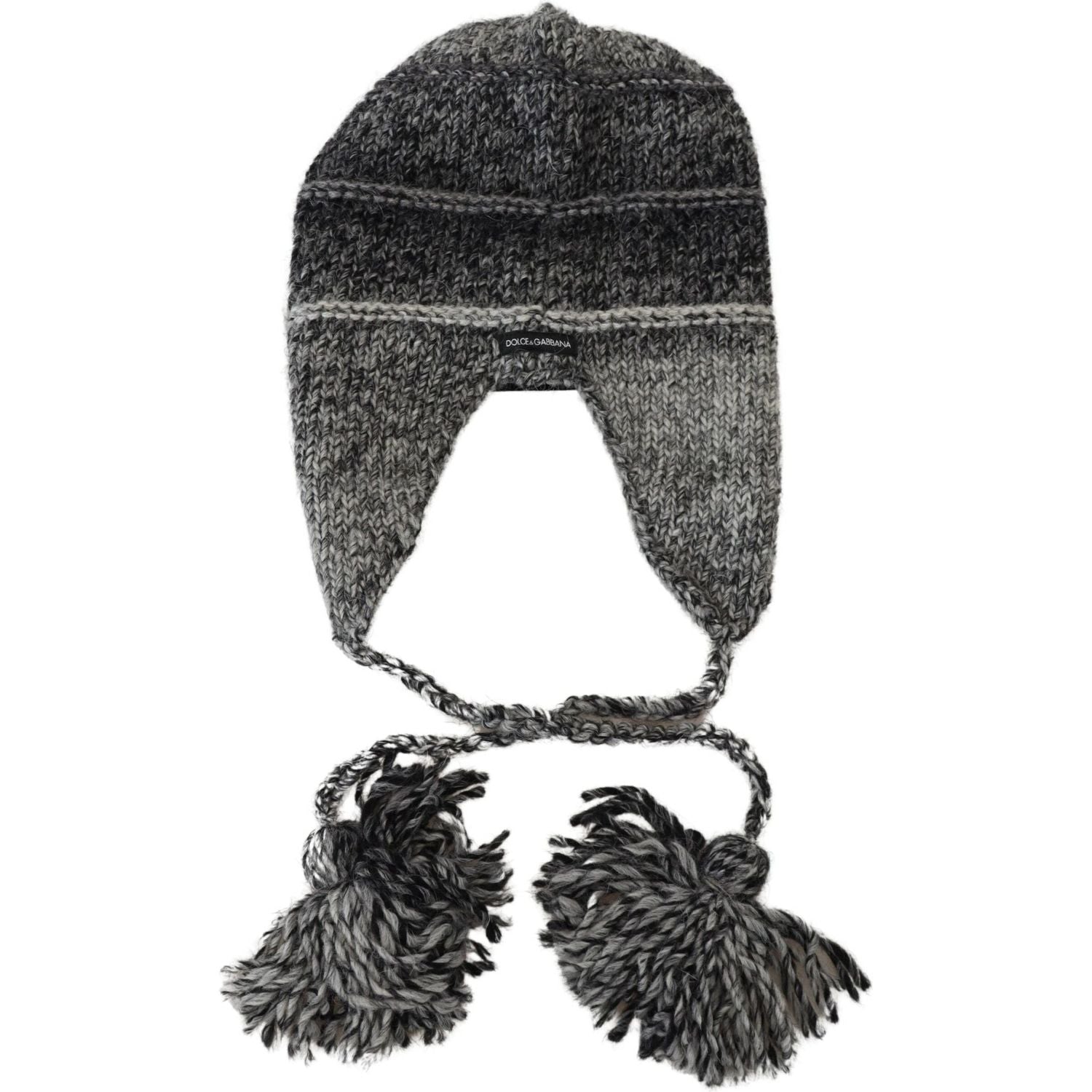 Dolce & Gabbana Gray Warm Fleece Ear Flaps Knit Beanie Hat