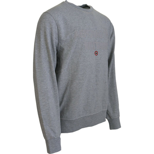 Aeronautica Militare Elegant Gray Pullover Sweater Aeronautica Militare Slate Gray