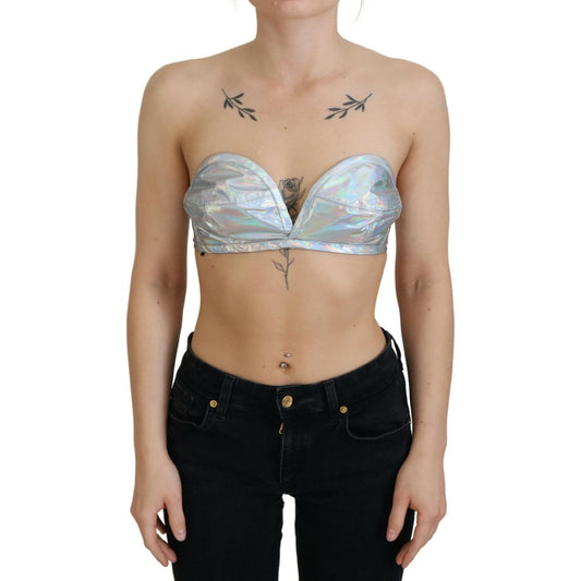 Dolce & Gabbana Silver Shimmer Bustier Top Dolce & Gabbana Rosy Brown