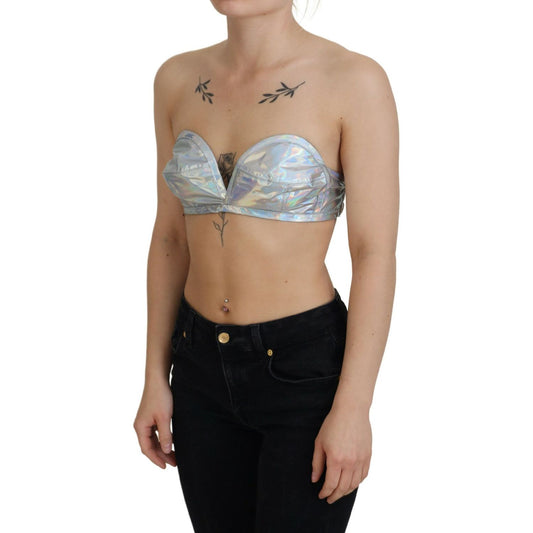 Dolce & Gabbana Silver Shimmer Bustier Top Dolce & Gabbana Rosy Brown