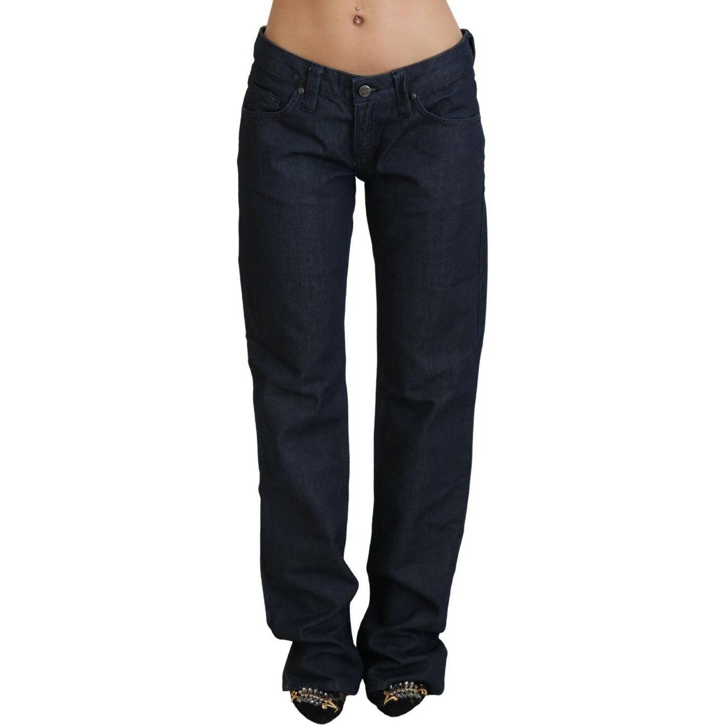 Exte Dark Blue Low Waist Straight Fit Women Denim Jeans