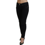 Acht Black Low Waist Slim Fit Cotton Denim Jeans