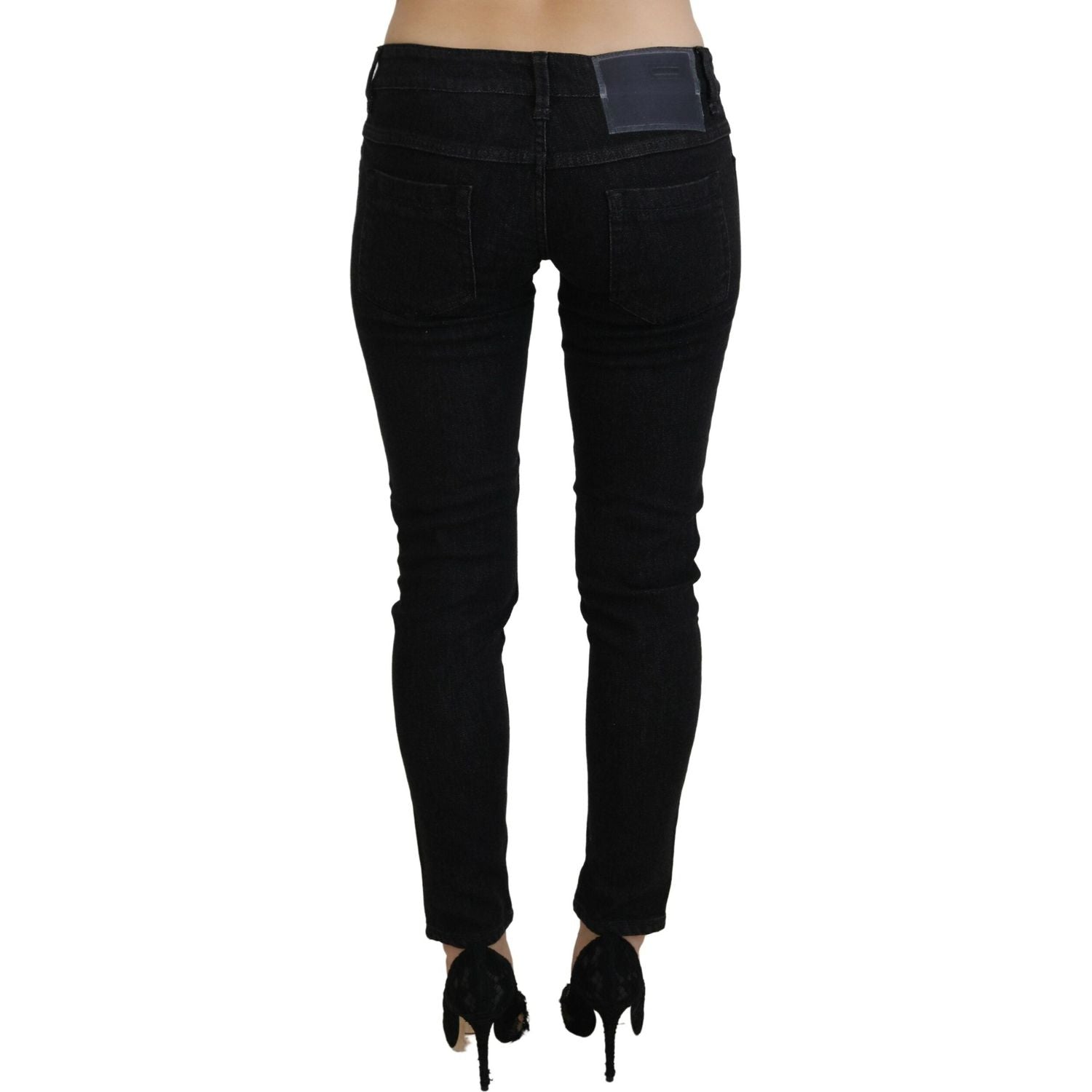 Acht Black Low Waist Slim Fit Cotton Denim Jeans