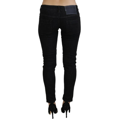 Acht Black Low Waist Slim Fit Cotton Denim Jeans