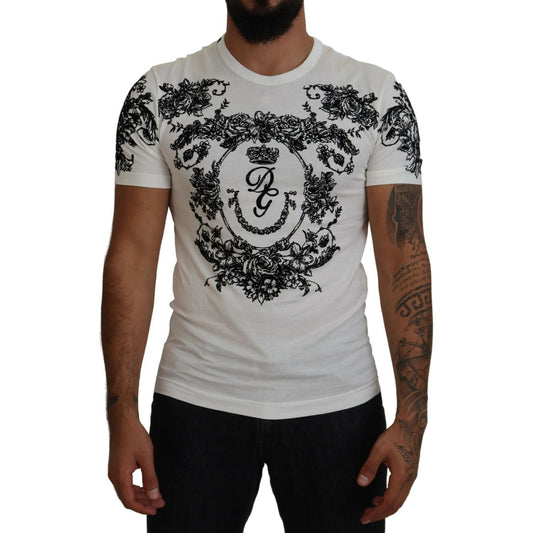Dolce & Gabbana Elegant Floral Crown Tee Dolce & Gabbana Black