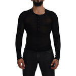 Dolce & Gabbana Black Cashmere Button Pullover Sweater