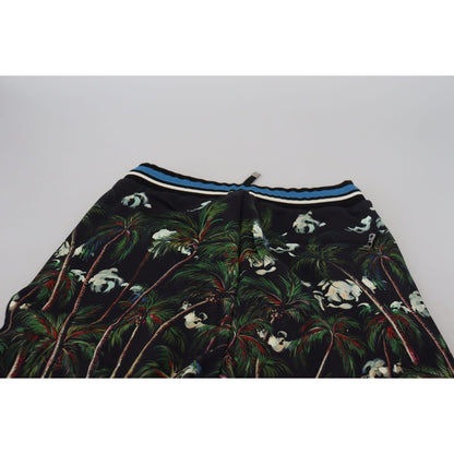Dolce & Gabbana Black Cotton Volcano Print Casual Shorts