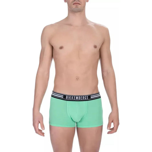 Bikkembergs Green Cotton Men Underwear Trunk Duo Bikkembergs Rosy Brown