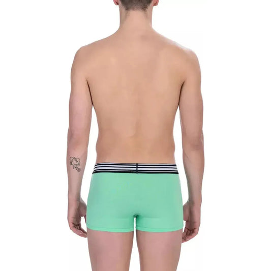 Bikkembergs Green Cotton Men Underwear Trunk Duo Bikkembergs Rosy Brown