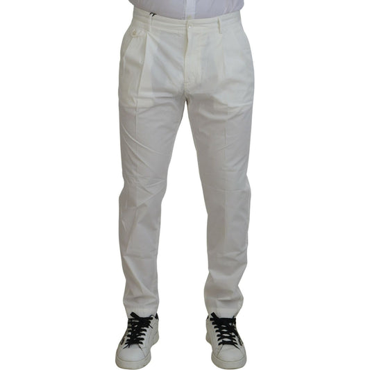 Dolce & Gabbana Elegant White Cotton Chino Pants Dolce & Gabbana Dark Gray