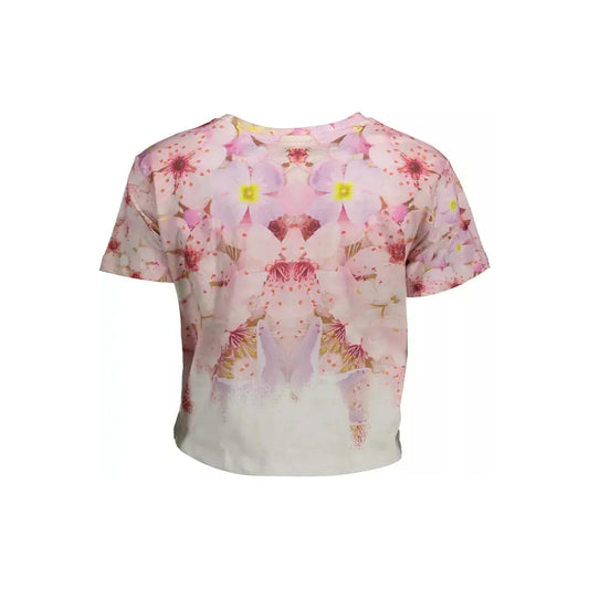 Desigual Chic Pink Embroidered Cotton Tee Desigual Gray