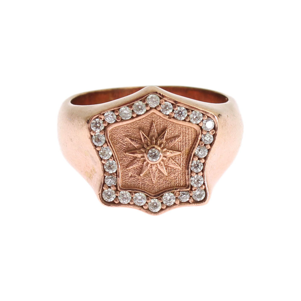 Nialaya Pink Gold 925 Silver Authentic Clear Ring Ring