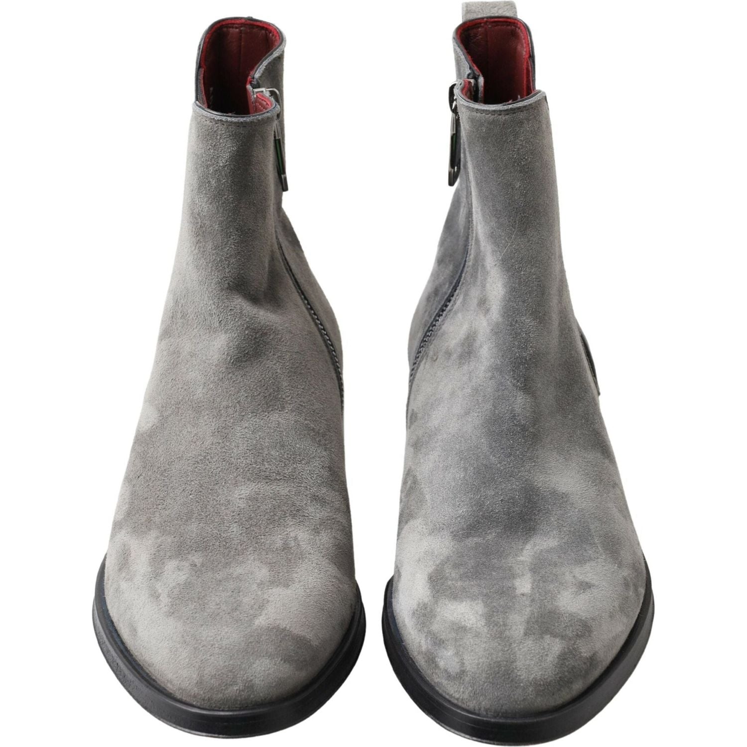 Dolce & Gabbana Gray Leather Men Ankle Boots Shoes