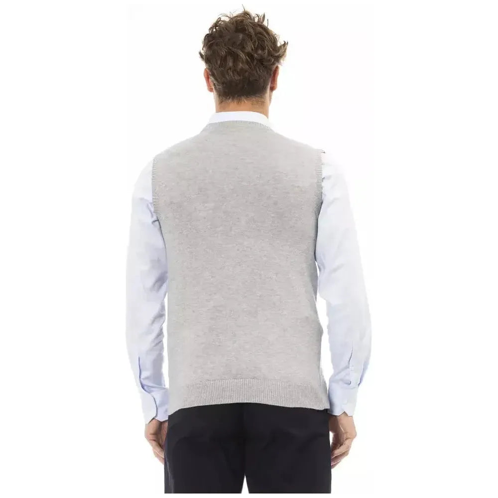 Alpha Studio Gray Viscose Sleveless Jacket