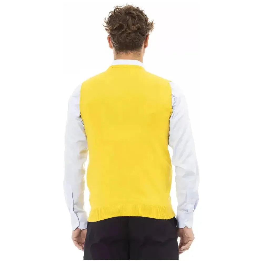 Alpha Studio Yellow Viscose Sleveless Jacket