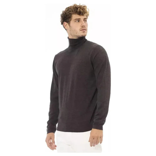 Alpha Studio Brown Cashmere Men's Turtleneck Sweater Alpha Studio Dark Slate Gray