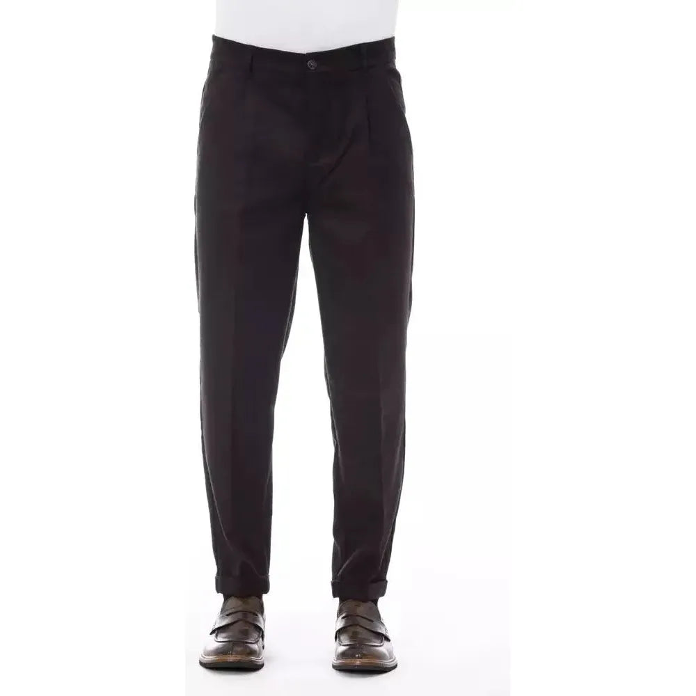 Alpha Studio Brown Wool Pant