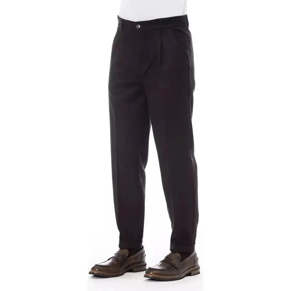 Alpha Studio Brown Wool Pant