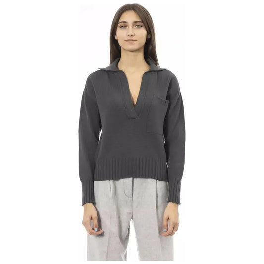 Alpha Studio Green Wool Women Sweater Alpha Studio Gray