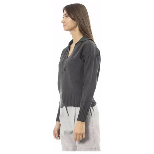 Alpha Studio Green Wool Women Sweater Alpha Studio Dark Slate Gray