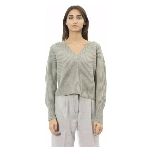 Alpha Studio Green Wool Women Sweater Alpha Studio Gray