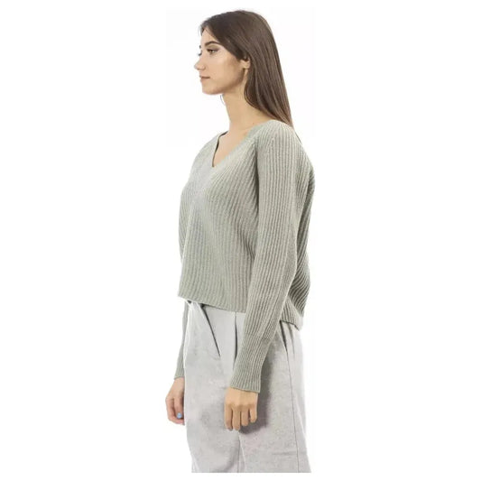 Alpha Studio Green Wool Women Sweater Alpha Studio Gray