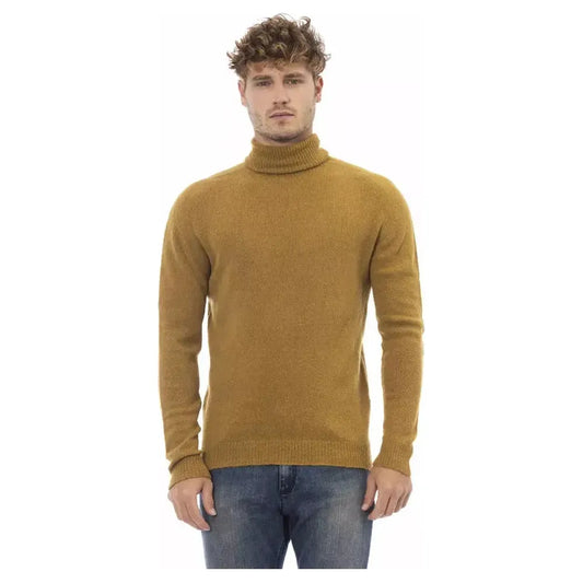 Alpha Studio Brown Alpaca Men Sweater Alpha Studio Sienna