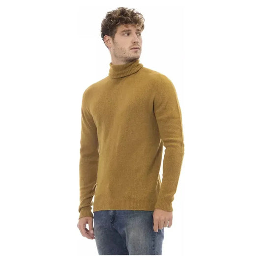 Alpha Studio Brown Alpaca Men Sweater Alpha Studio Sienna