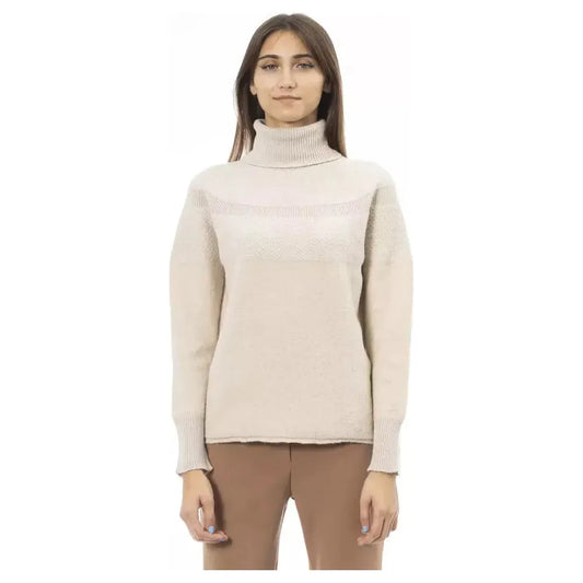 Alpha Studio Beige Wool Women Sweater Alpha Studio Light Gray