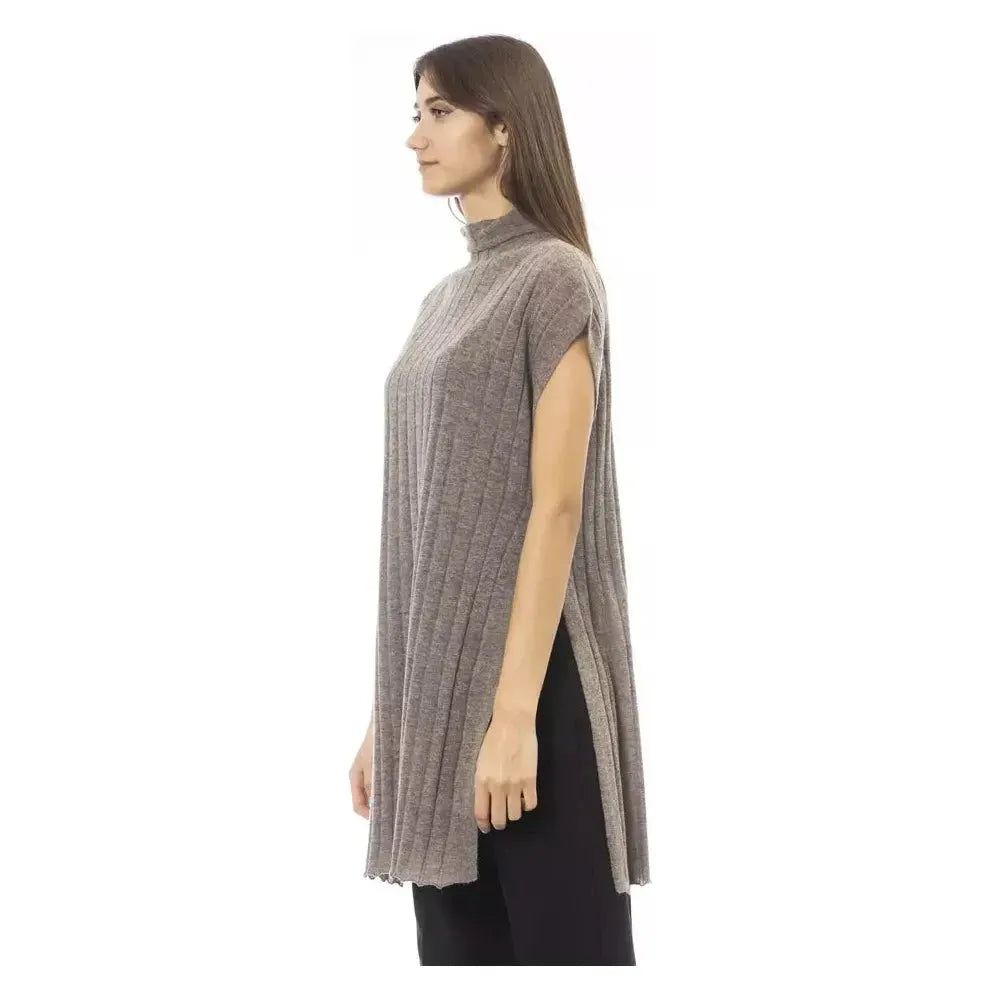 Alpha Studio Brown Nylon Sweater