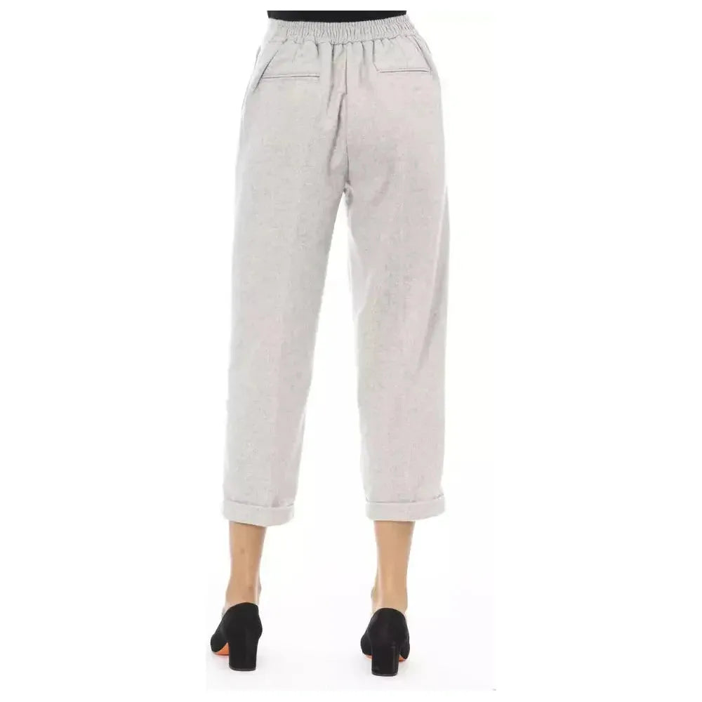 Alpha Studio Gray Wool Pant