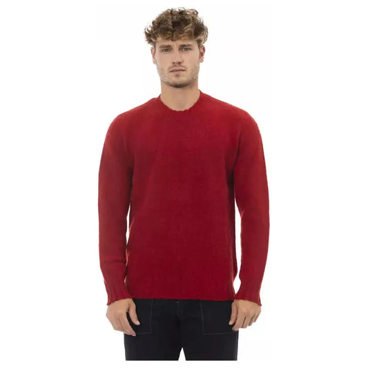Alpha Studio Red Wool Men Sweater Alpha Studio Brown