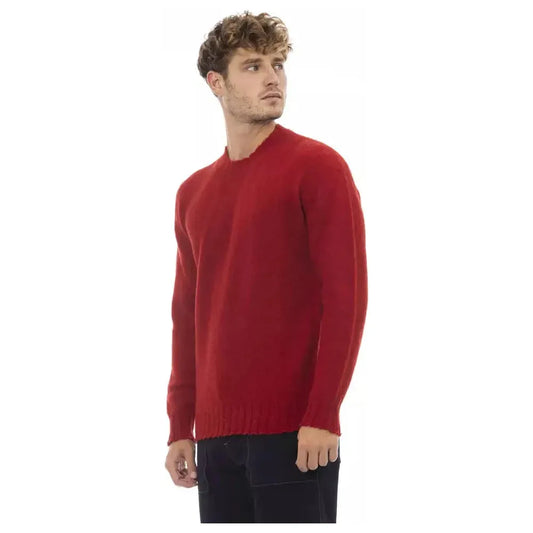 Alpha Studio Red Wool Men Sweater Alpha Studio Brown