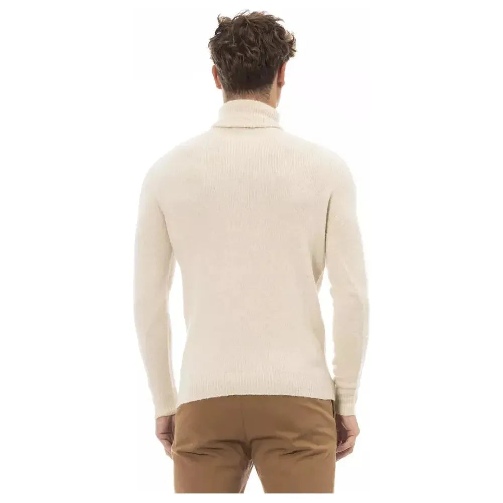 Alpha Studio Beige Alpaca Leather Sweater