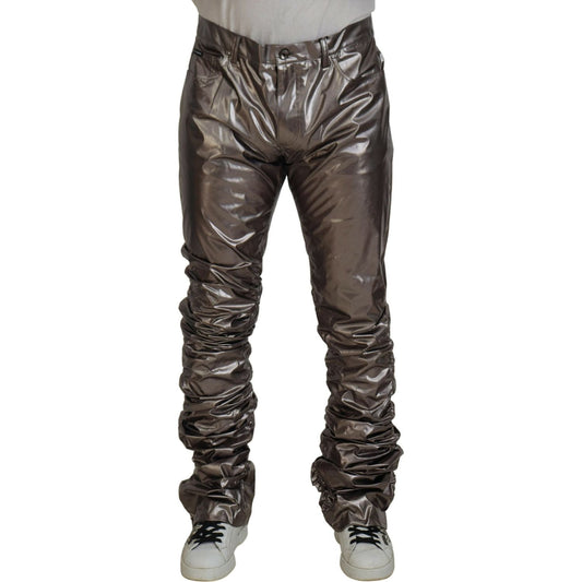 Dolce & Gabbana Metallic Silver Casual Pants Dolce & Gabbana Dark Slate Gray