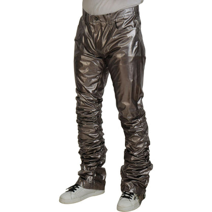 Dolce & Gabbana Silver Metallic Nylon Stretch Pants