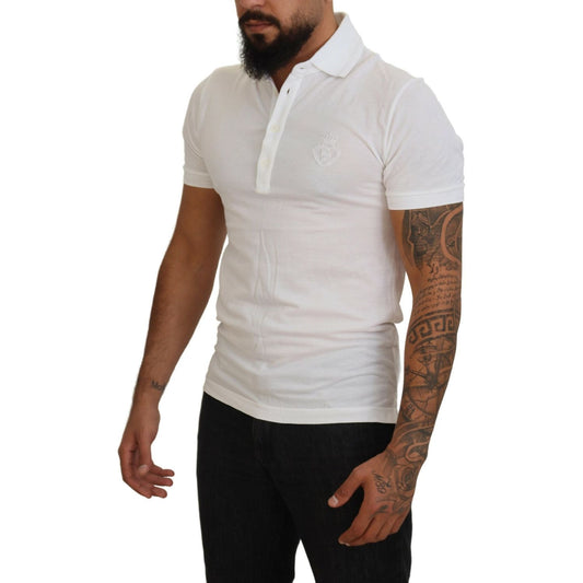 Dolce & Gabbana Elegant White Cotton Blend Polo Dolce & Gabbana Gray