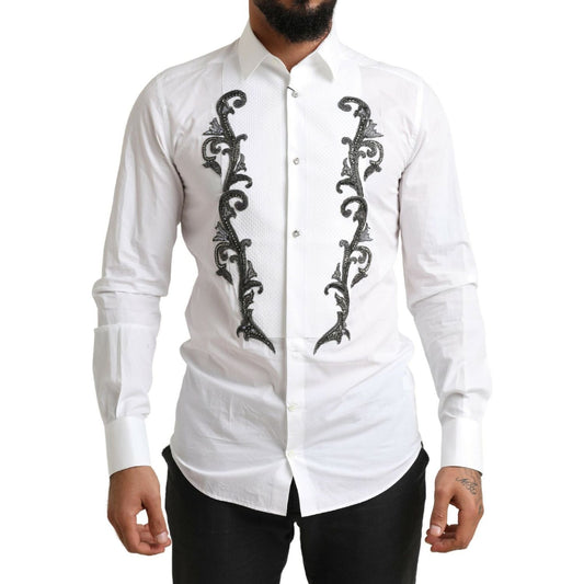 Dolce & Gabbana Italian Designer Slim Fit Tuxedo Shirt Dolce & Gabbana Light Gray