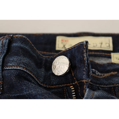 Acht Blue Washed Cotton Low Waist Skinny Denim Jeans