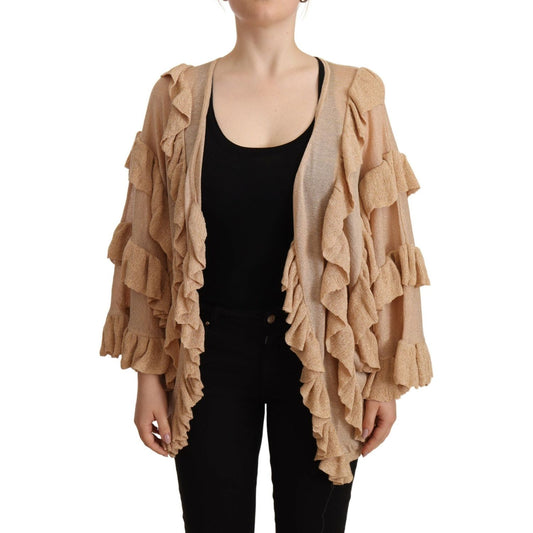 Aniye By Chic Beige Long Sleeve Open Front Cardigan Aniye By Rosy Brown