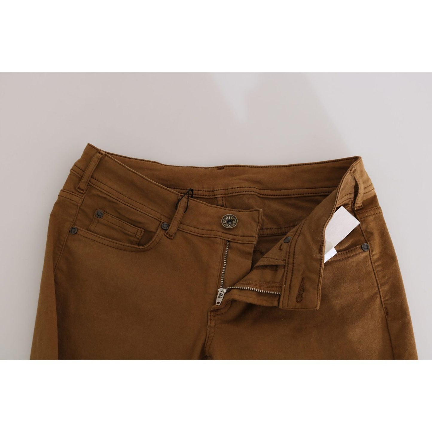 PLEIN SUD Brown Cotton Mid Waist Skinny Slim Fit Denim Jeans