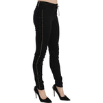 Costume National Black Embellished Mid Waist Skinny Denim Jeans