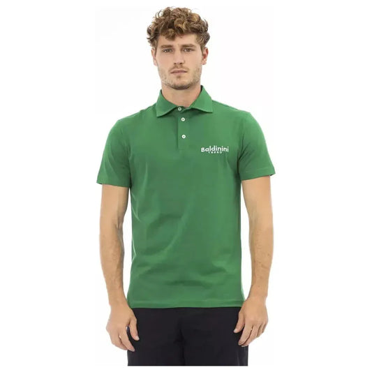Baldinini Trend Green Cotton Men Polo Baldinini Trend Dim Gray
