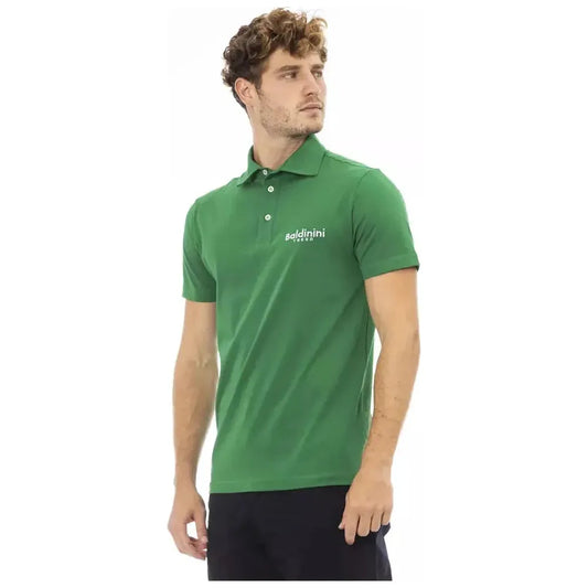 Baldinini Trend Green Cotton Men Polo Baldinini Trend Dim Gray