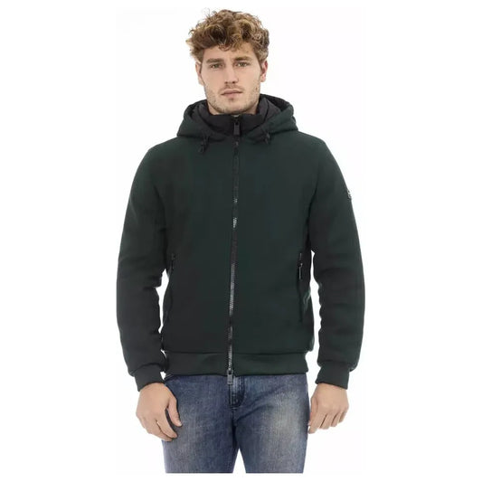 Baldinini Trend Green Polyester Men Jacket Baldinini Trend Dark Slate Gray