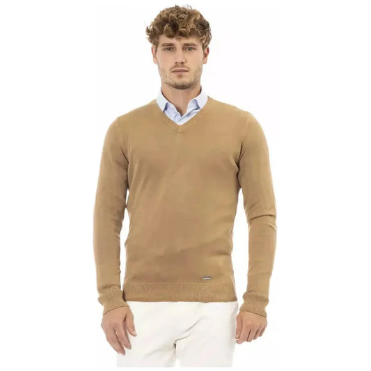 Baldinini Trend Beige Modal Men Sweater Baldinini Trend Rosy Brown