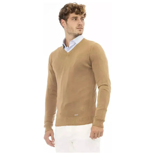 Baldinini Trend Beige Modal Men Sweater Baldinini Trend Rosy Brown