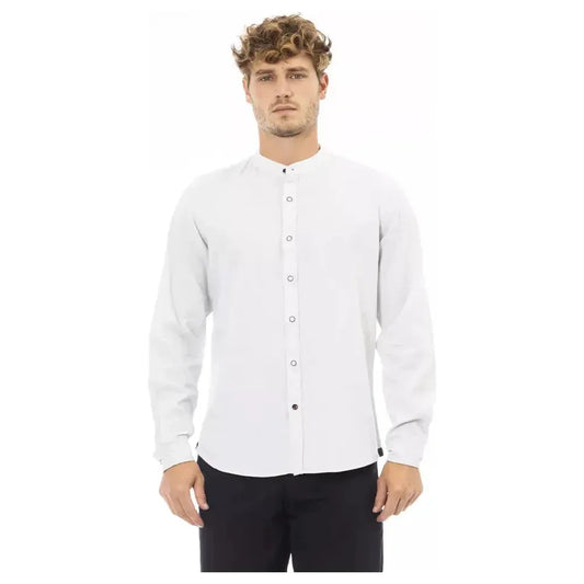 Baldinini Trend White Linen Men Shirt Baldinini Trend Antique White