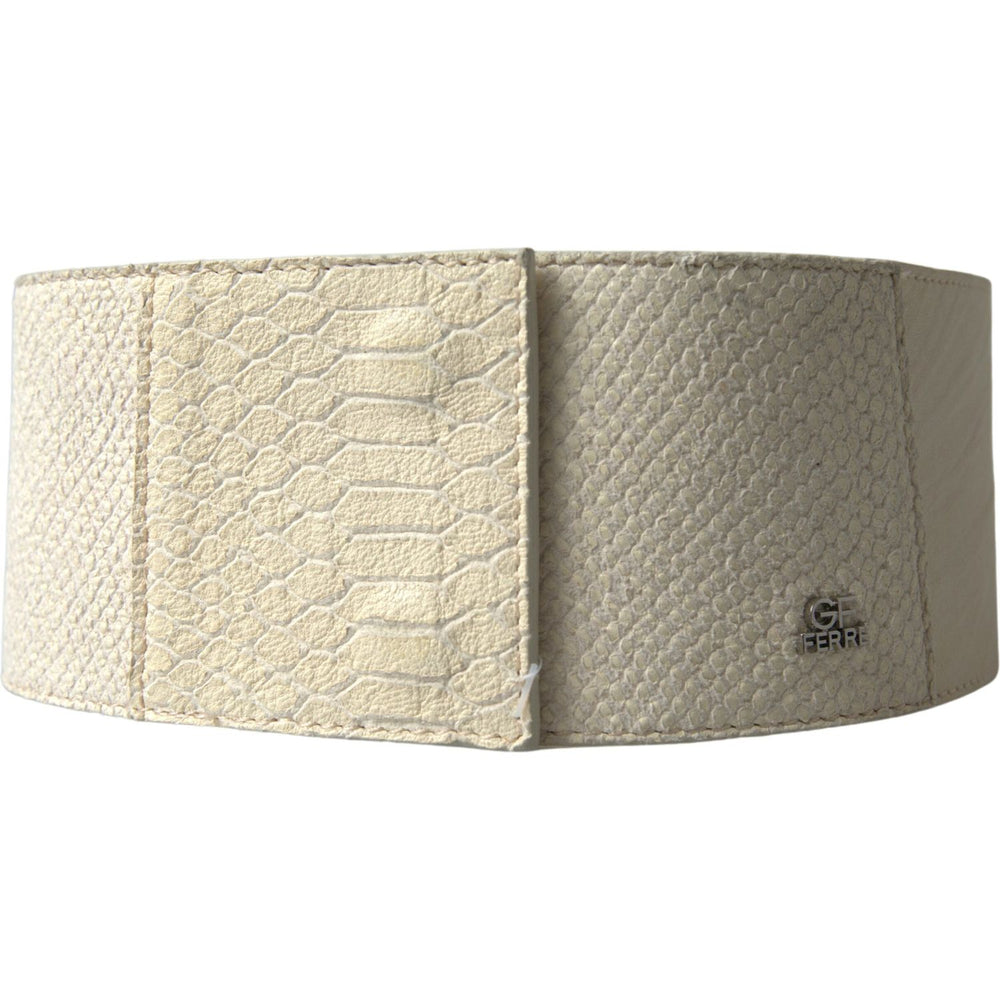 GF Ferre Off White Waxed Cotton Wide Fashion Waistband Belt WMB276-70